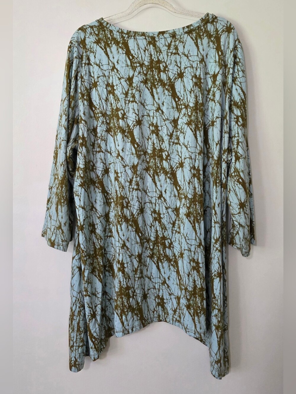 LOGO By Lori Goldstein 3/4 Sleeve Sharkbite Tunic Top Boho Abstract Earthcore XL - Picture 2 of 10